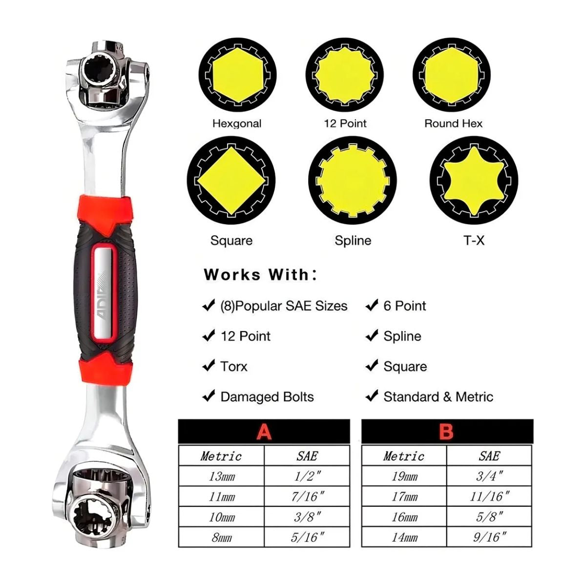 Llave De Tuercas Multiuso 48 En 1 Con Giro De 360 Adir 11523