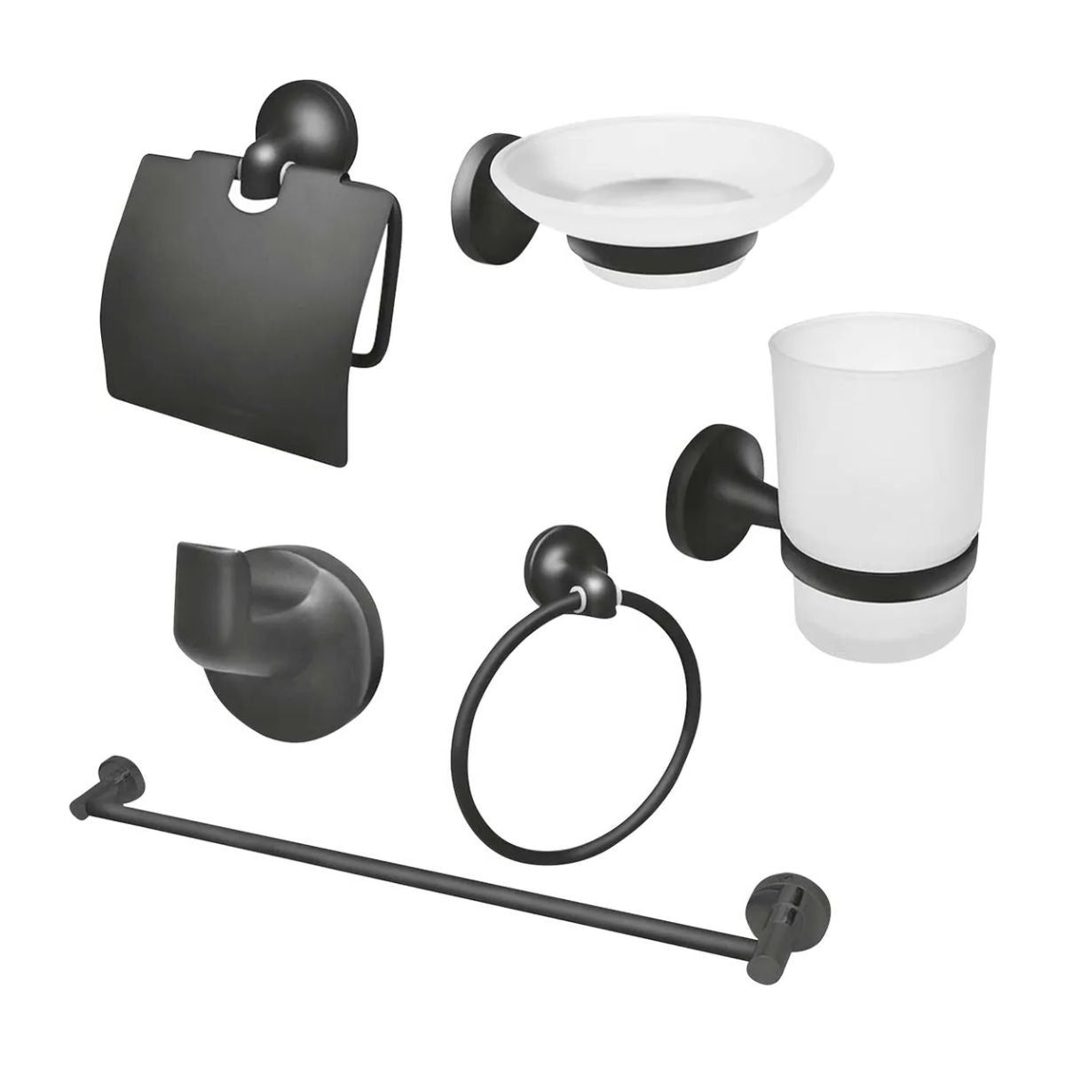 Juego De Accesorios Para Baño Maxflu 16250 Negro Mate