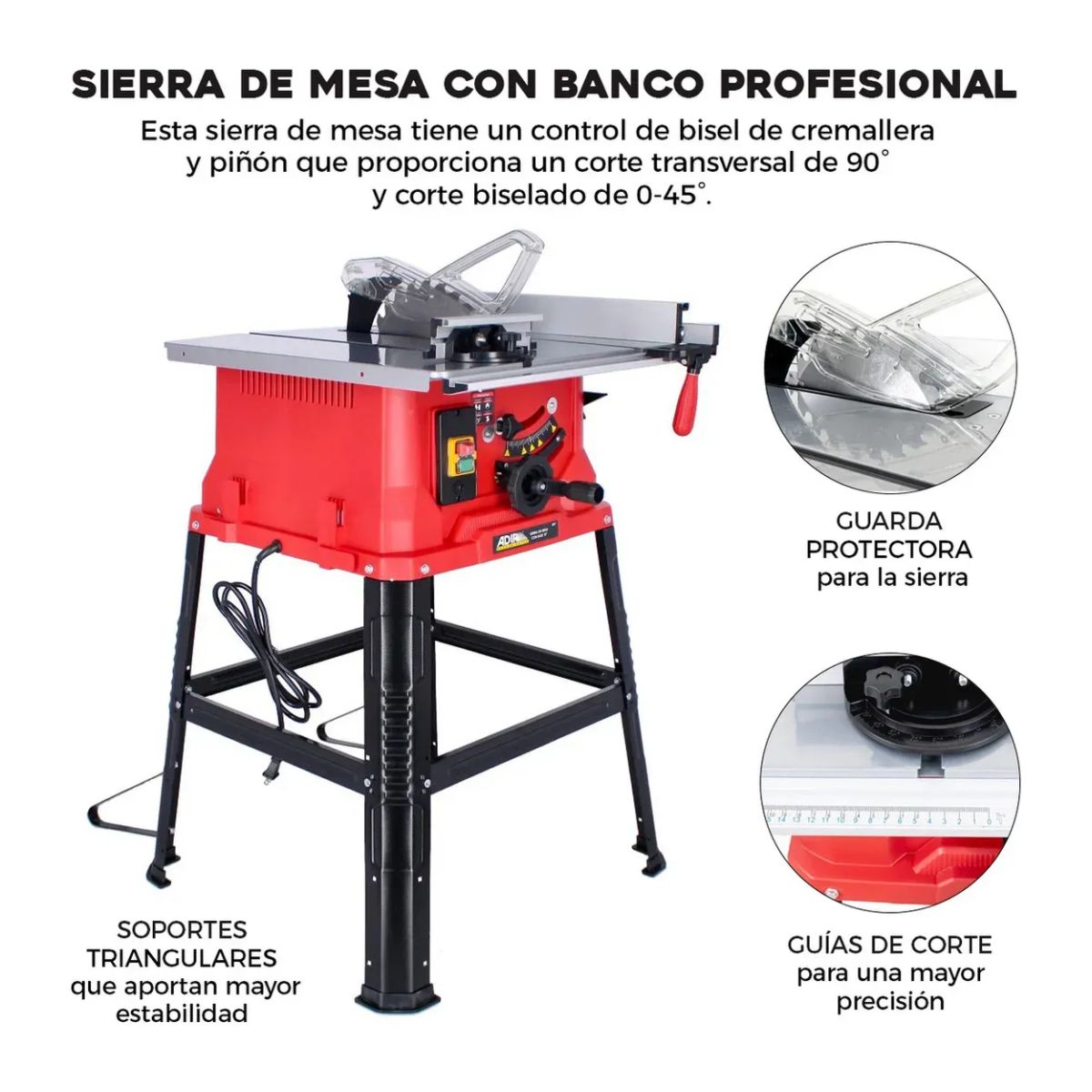 Sierra De Mesa Adir 10 Banco Profesional Ángulos Corte