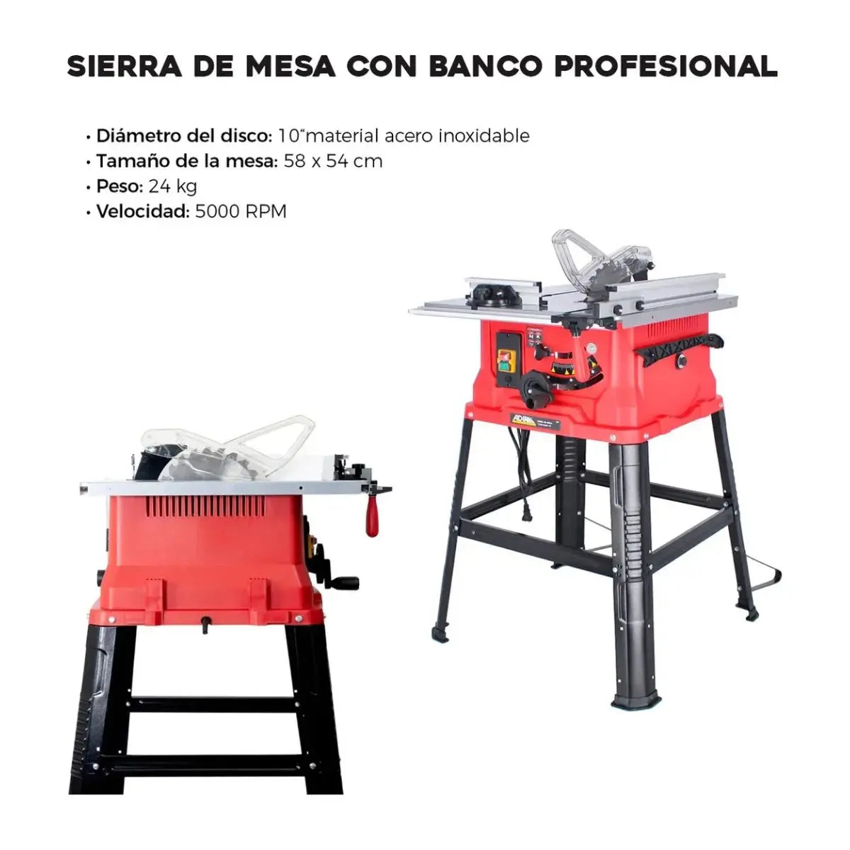Sierra De Mesa 10" 1800 W Adir - Adir - vista lateral