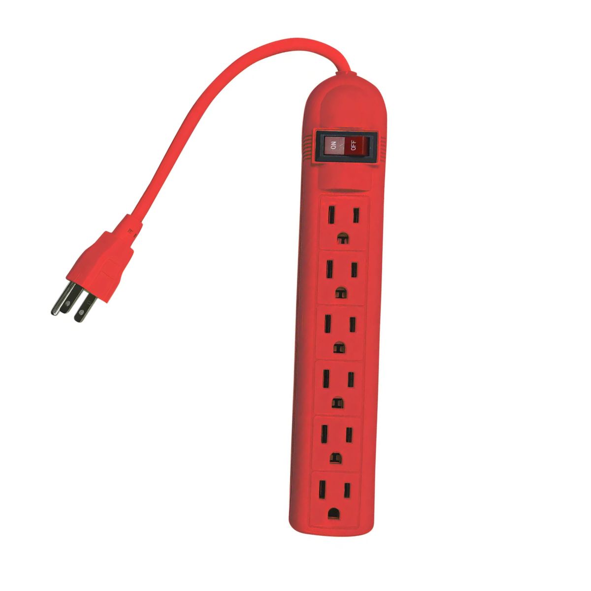 Multicontacto Con 6 Entradas Rojo Interruptor Encendido Mavr