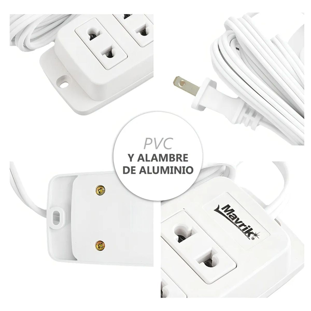 Multicontacto Cable Extensión Eléctrica 2 En 1 Doméstico