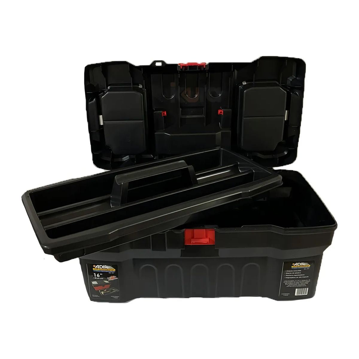 Caja Para Herramientas Con Compartimentos 16'' Adir 981 Color Negro