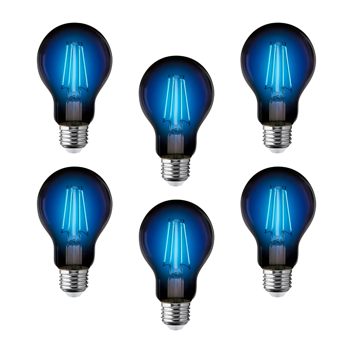 6 piezas Foco LED Aksi Filamento A19 Azul Base E27 127V