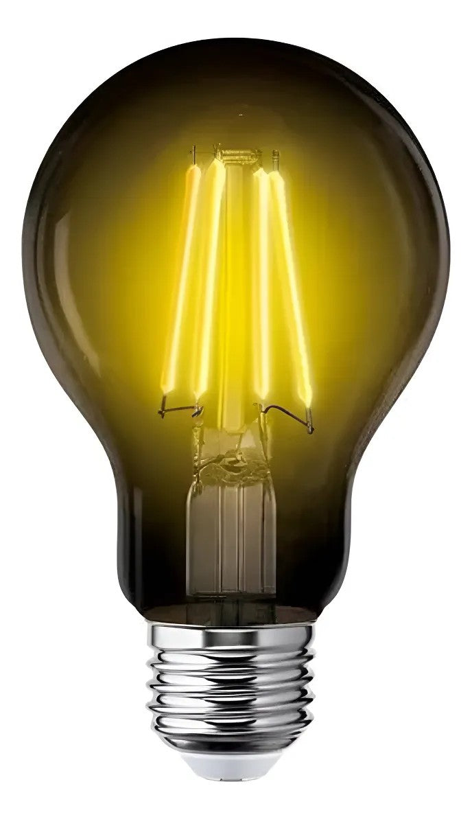 6 piezas Foco LED Aksi 4W A19 Filamentos Traslúcida Color Amarillo E27