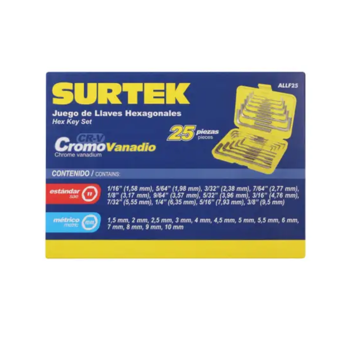 Juego Llaves Hexagonales Surtek Tipo "L" Combinadas
