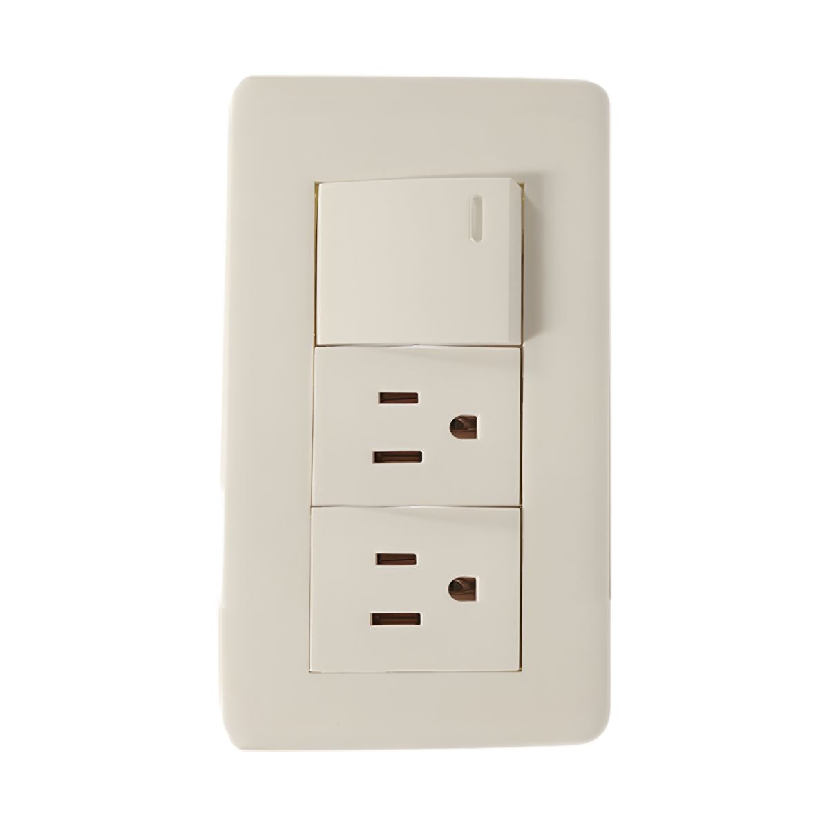 Apagador Y Contacto Doble 24 Mm Placa Marfil Línea Niza Argos