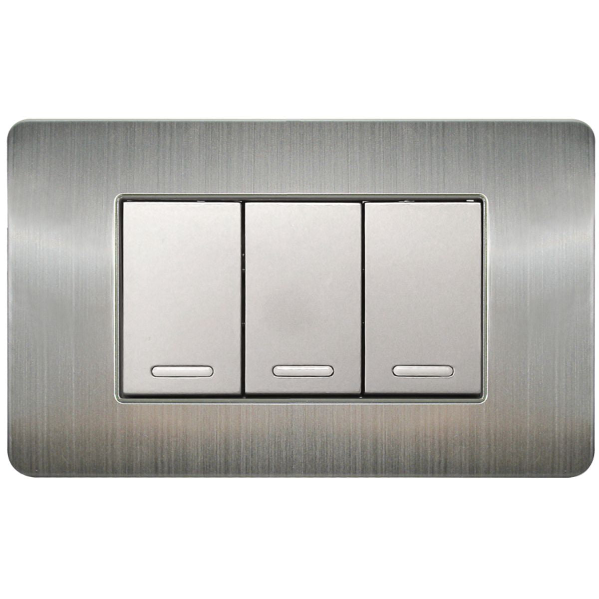 Apagador Triple Argos Versalles Placa Acero Inoxidable Plateado 24mm