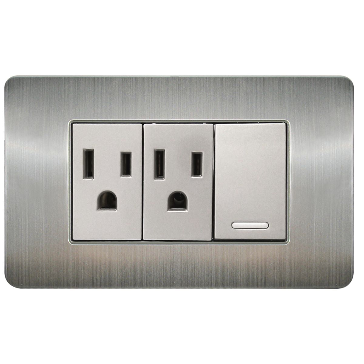 Apagador Contacto Doble Argos Placa Acero Inoxidable Versalles Plateado