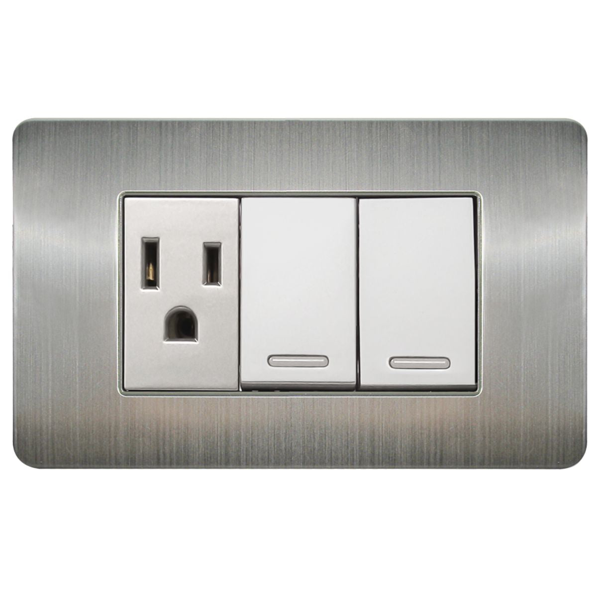 Apagador Doble Contacto Argos Versalles Placa Acero Inoxidable Plateados 24mm