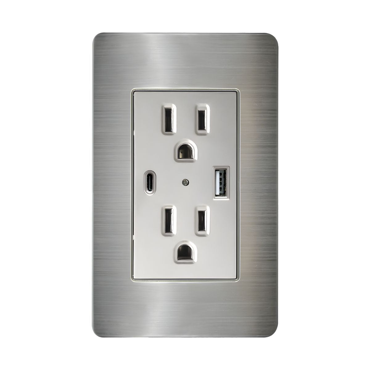 Argos Contacto Doble Aterrizado Entradas USB Tipo A C Placa Acero Inoxidable 72 mm