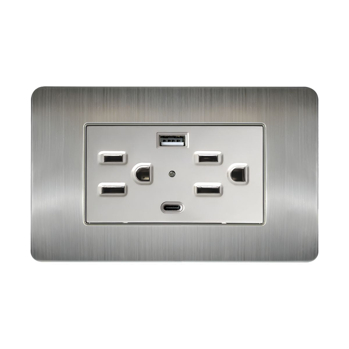 Argos Contacto Doble Aterrizado Entradas USB Tipo A C Placa Acero Inoxidable 72 mm