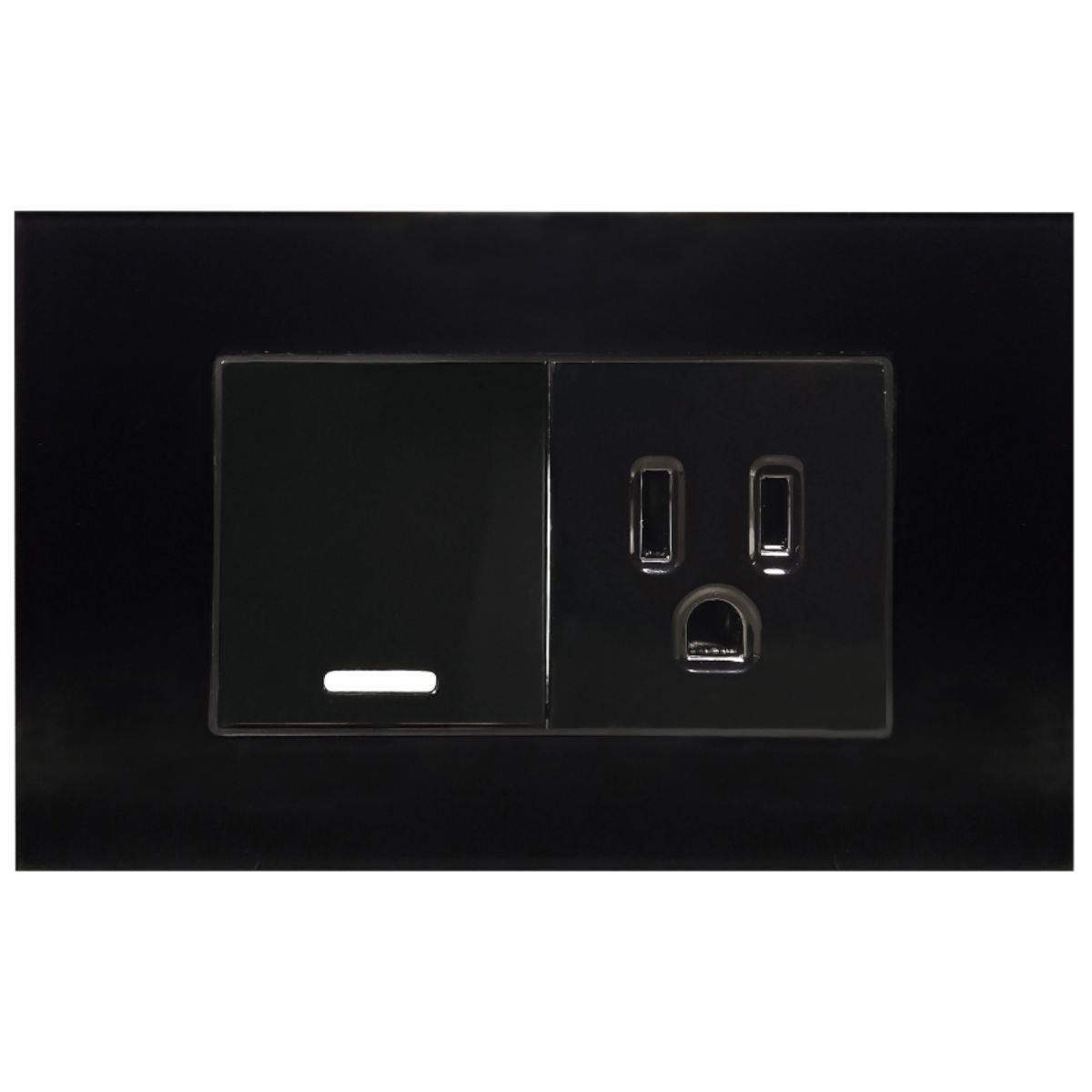 Apagador Contacto Argos Monaco Placa Acrilica Negra 36mm