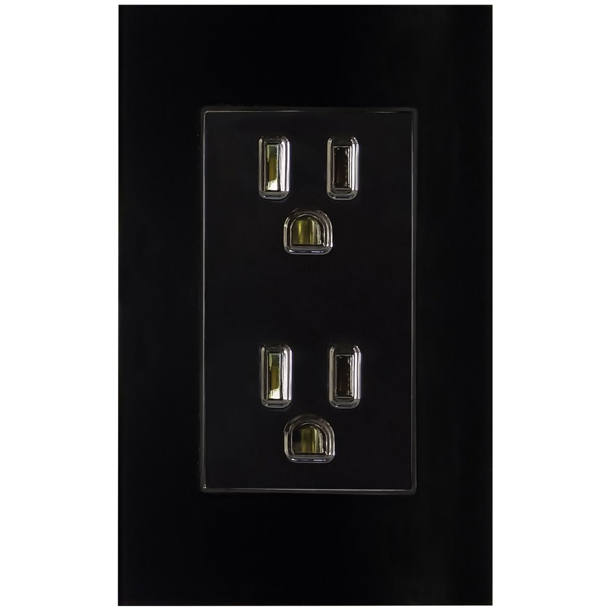 Contacto Doble Aterrizado Argos Cannes Placa Acrilico Negro 72 mm