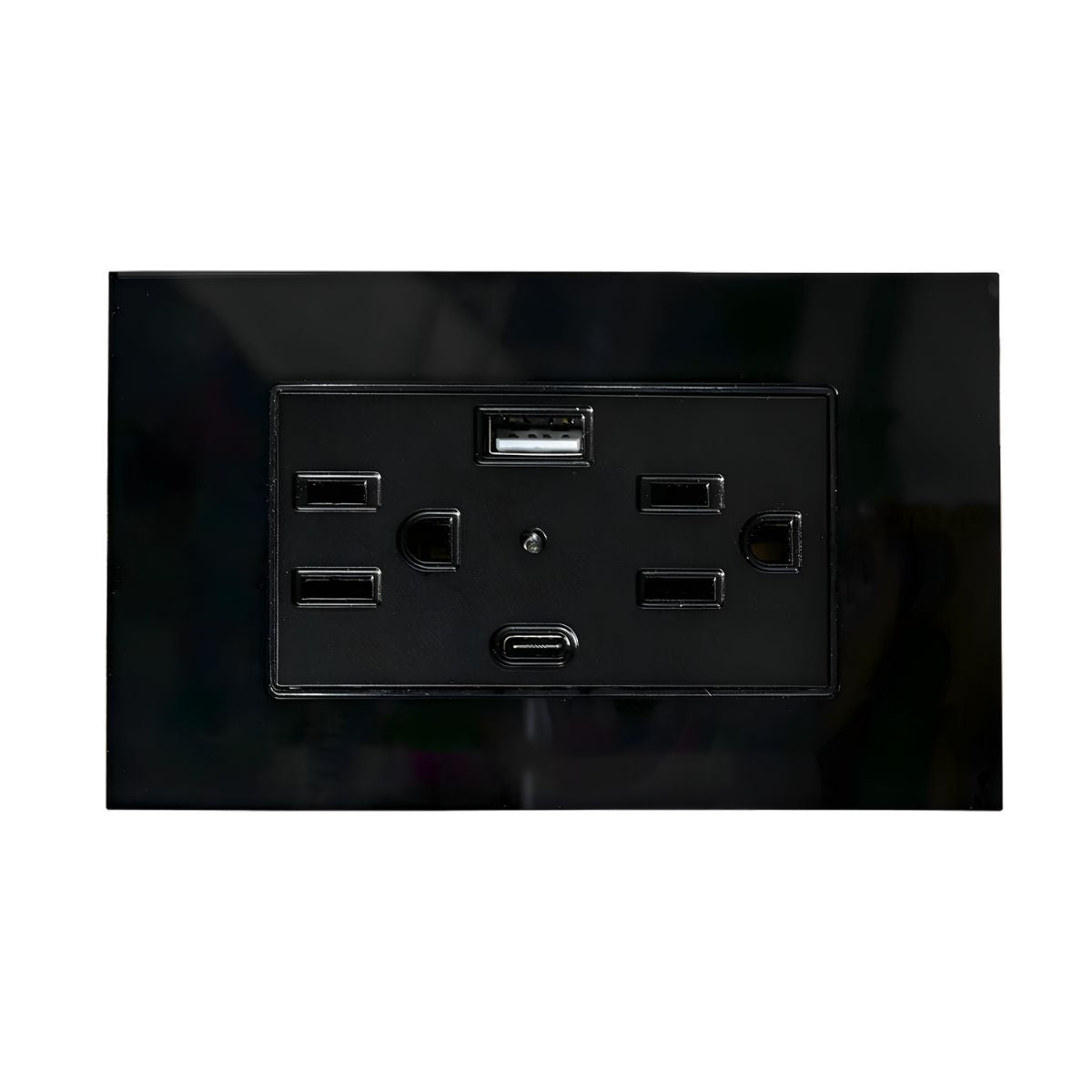 Argos Contacto Doble Aterrizado Entradas USB Tipo A C Placa Acrílico Negra 72 mm