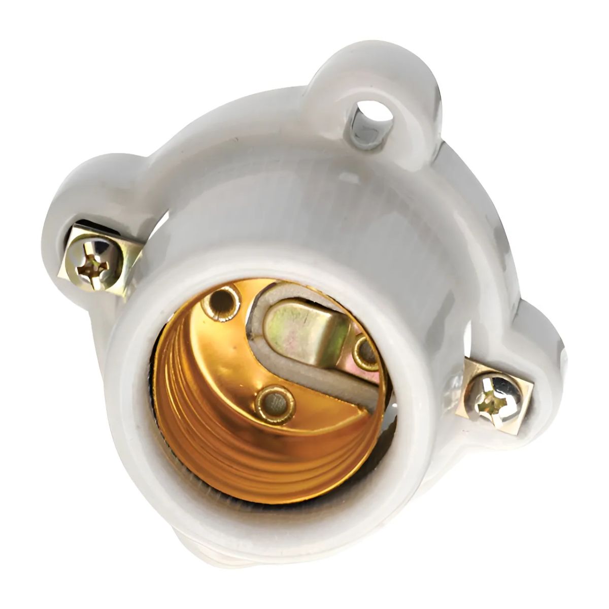 25pz Portalampara Argos Base Cuadrada Ceramica 127v Blanco