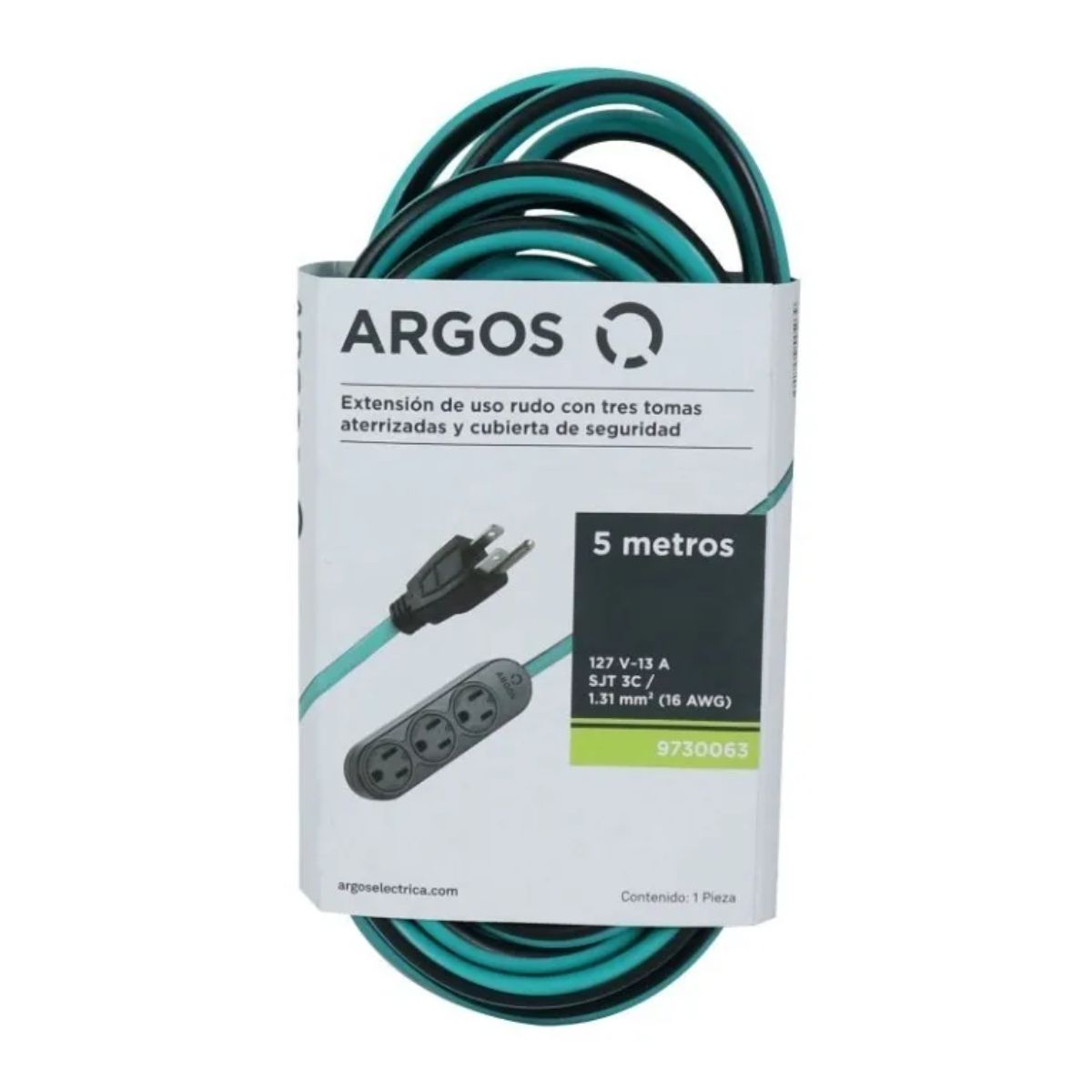 Extensión Argos 5m Uso Rudo Sjt 3x16 Uso Interior 127v