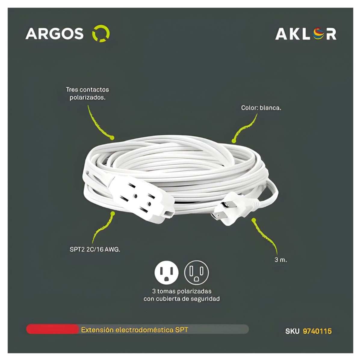 Extension Electrodomestica 3 Metros Argos