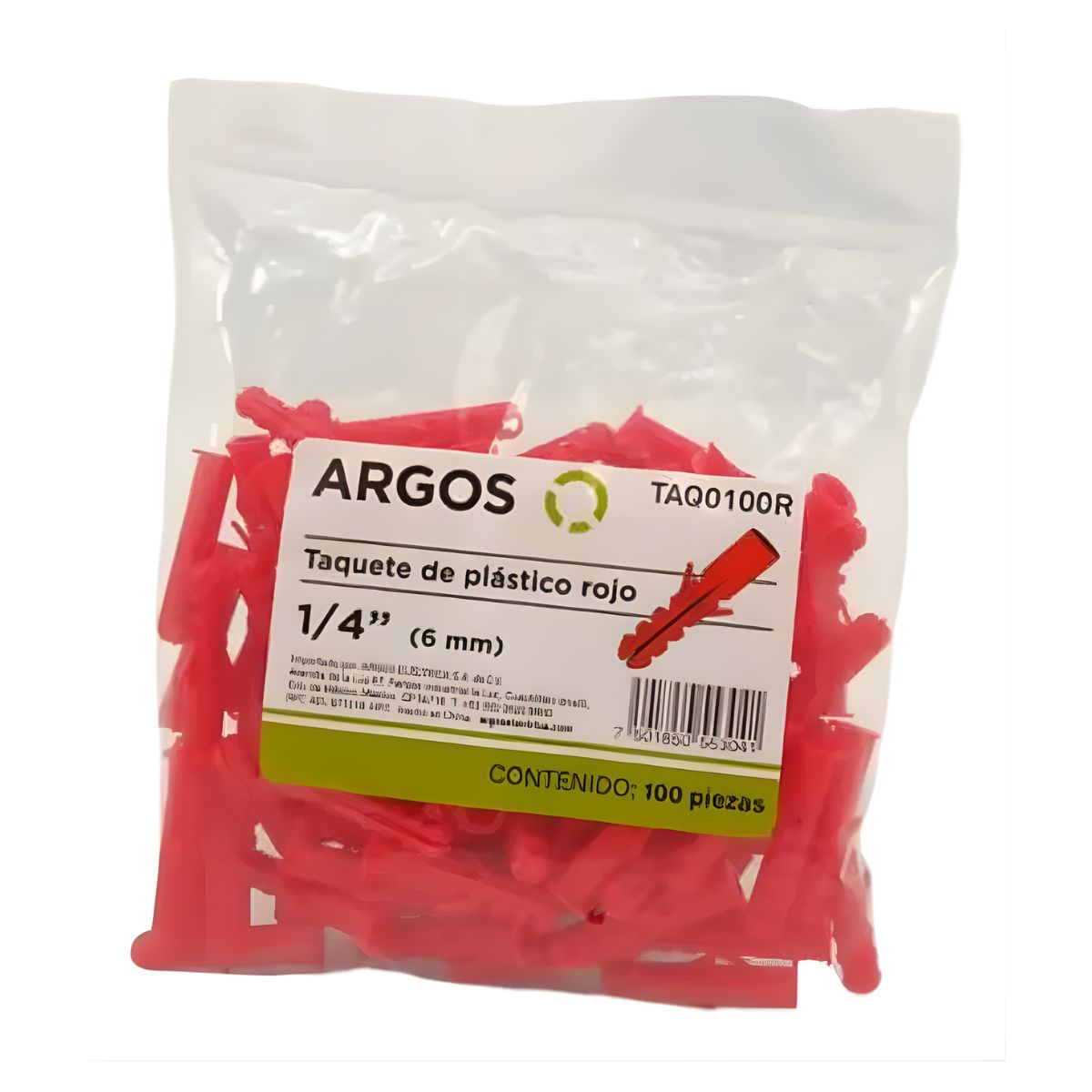 Taquete/tarugo Plástico 1/4 (6 Mm) Rojo Argos Rojo