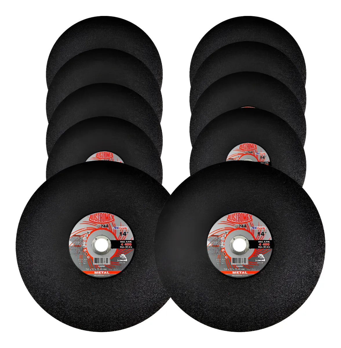 10 piezas Disco Abrasivo Corte 744 Austromex, de 350 x 3.2 x 25.40 mm