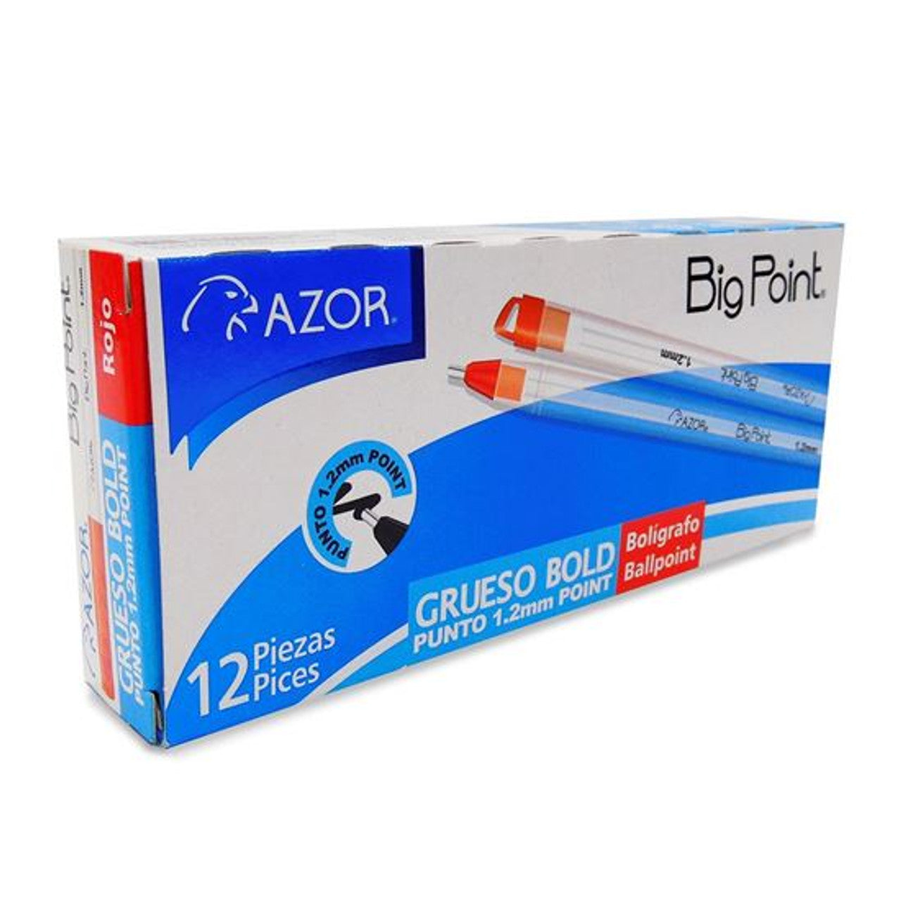 Bolígrafos Azor Big Point Punto Grueso 1.2 Mm 12 Piezas Elegir Color