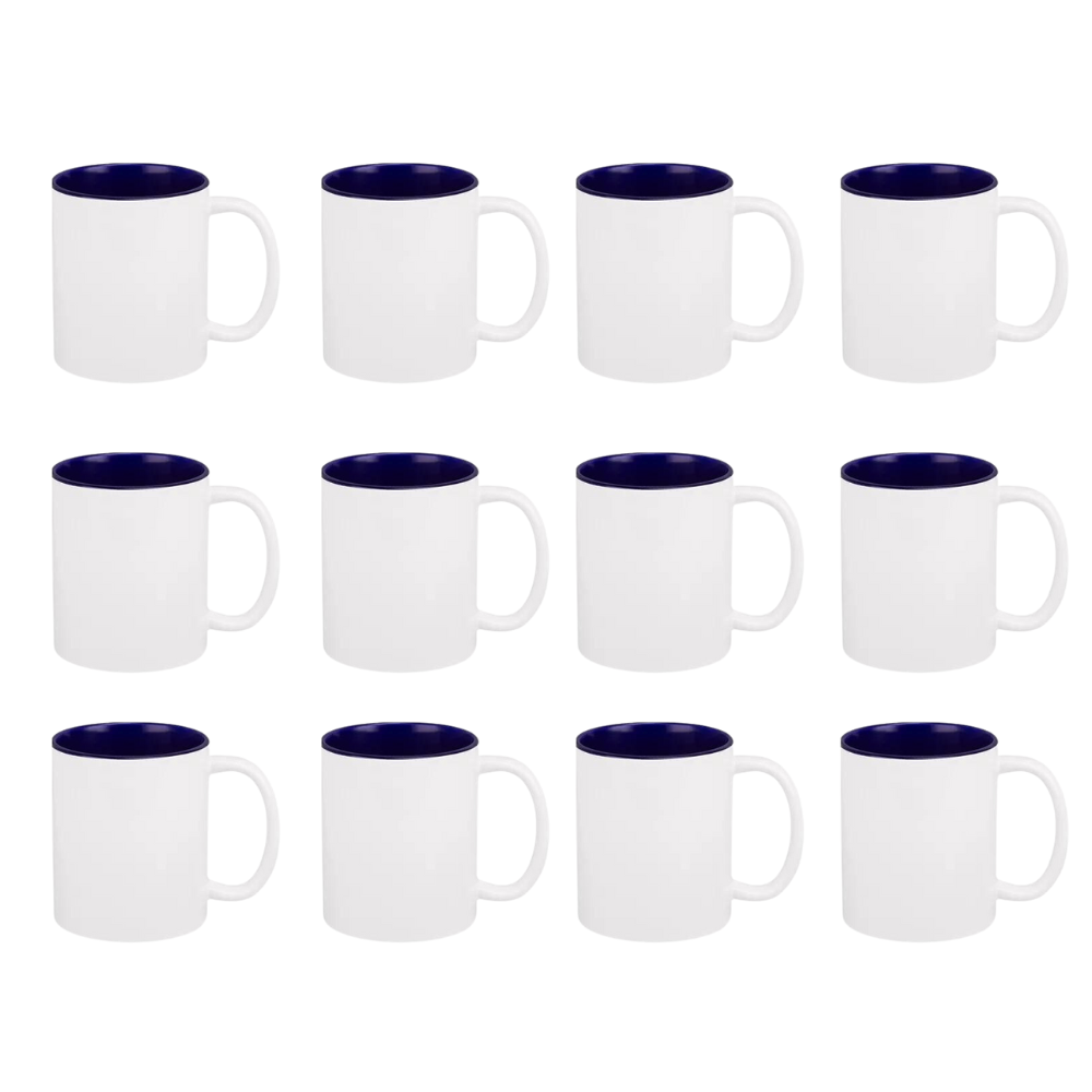 12 Tazas Ceramica Sublimacion Sublimar Blanca Colores 325ml Elegir Interior - MarchanteMX