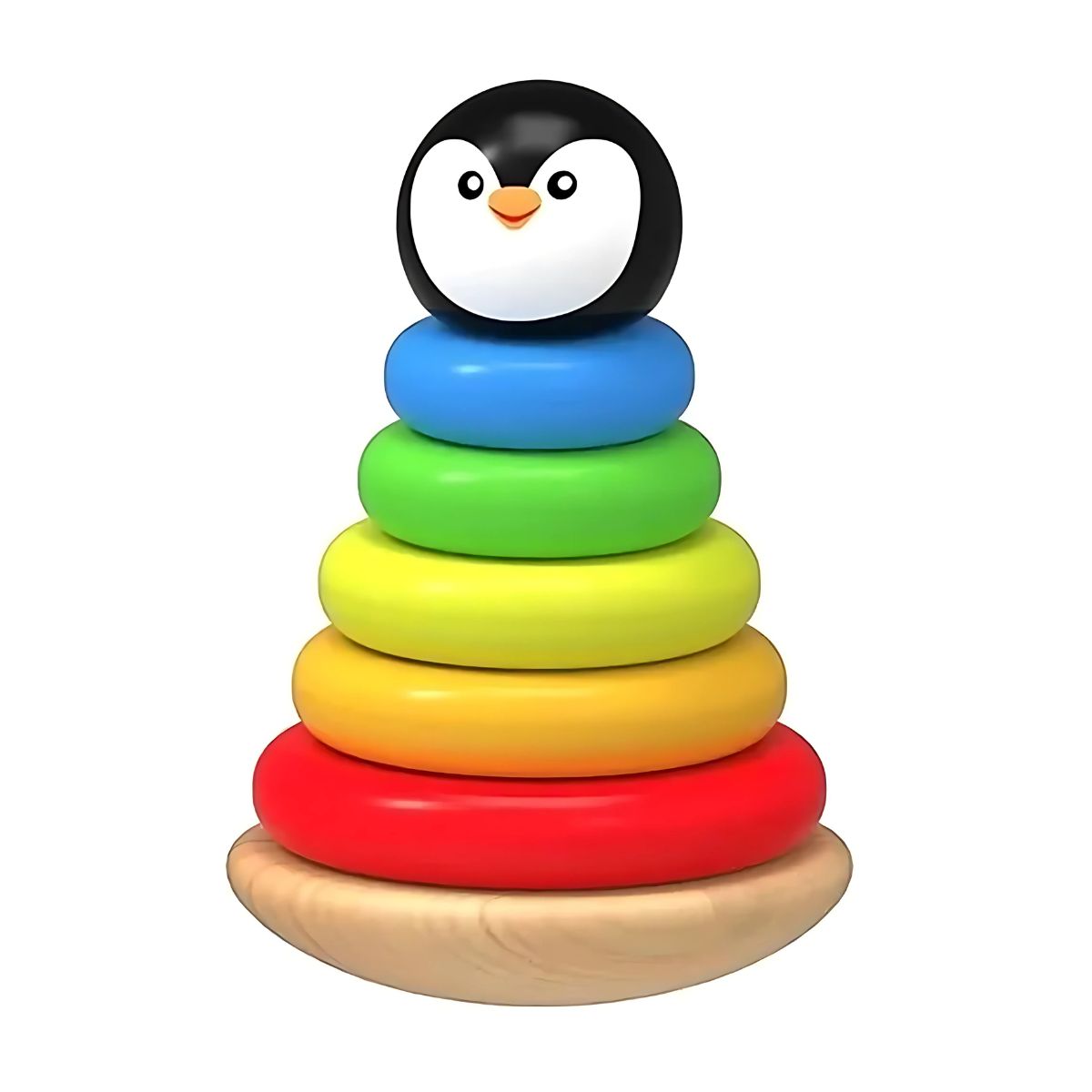 Pirámide Apilable Pingo Pingüino de Madera Ensarte Diako