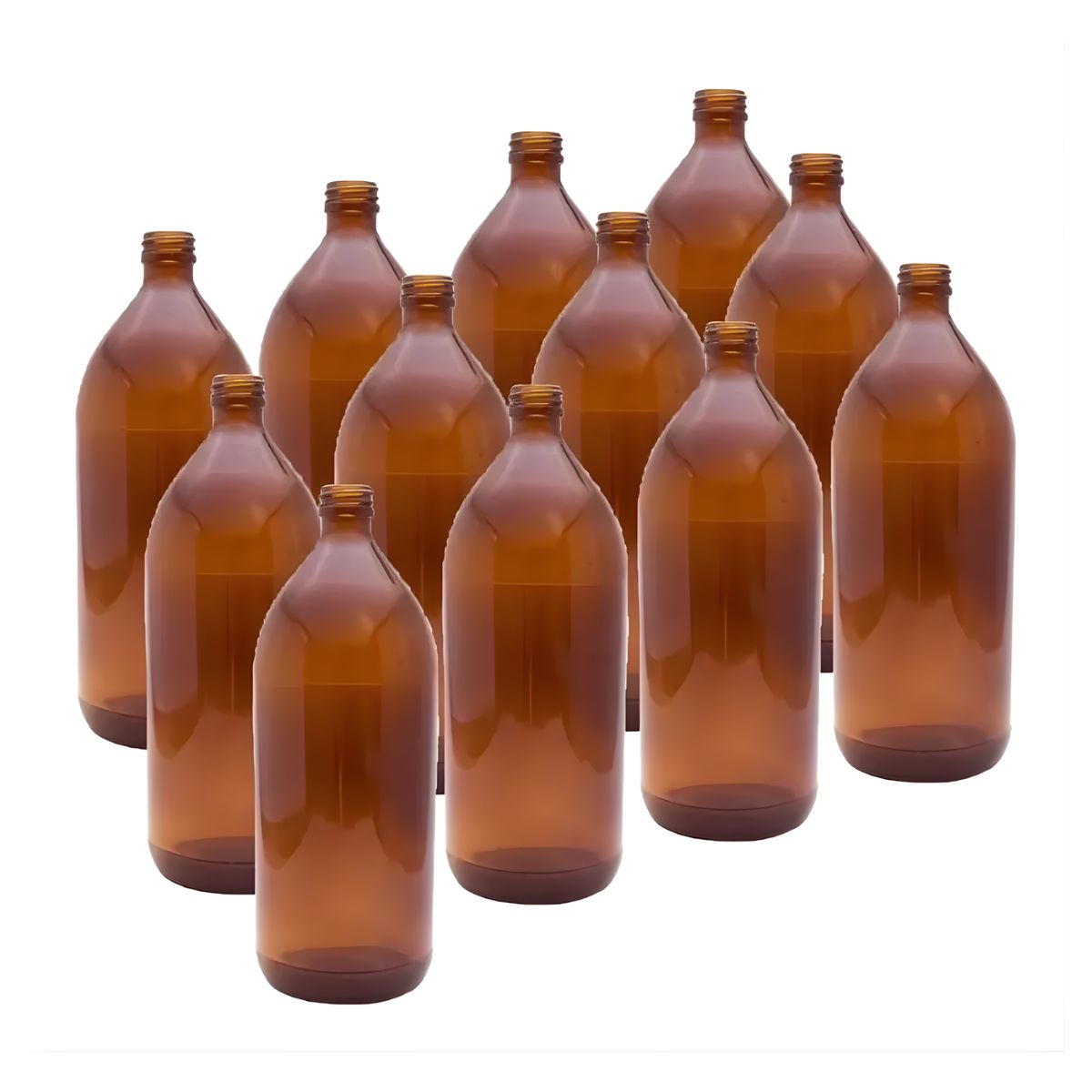 12pz Botella Vidrio Ámbar Cerveza 1 Litro Envasar