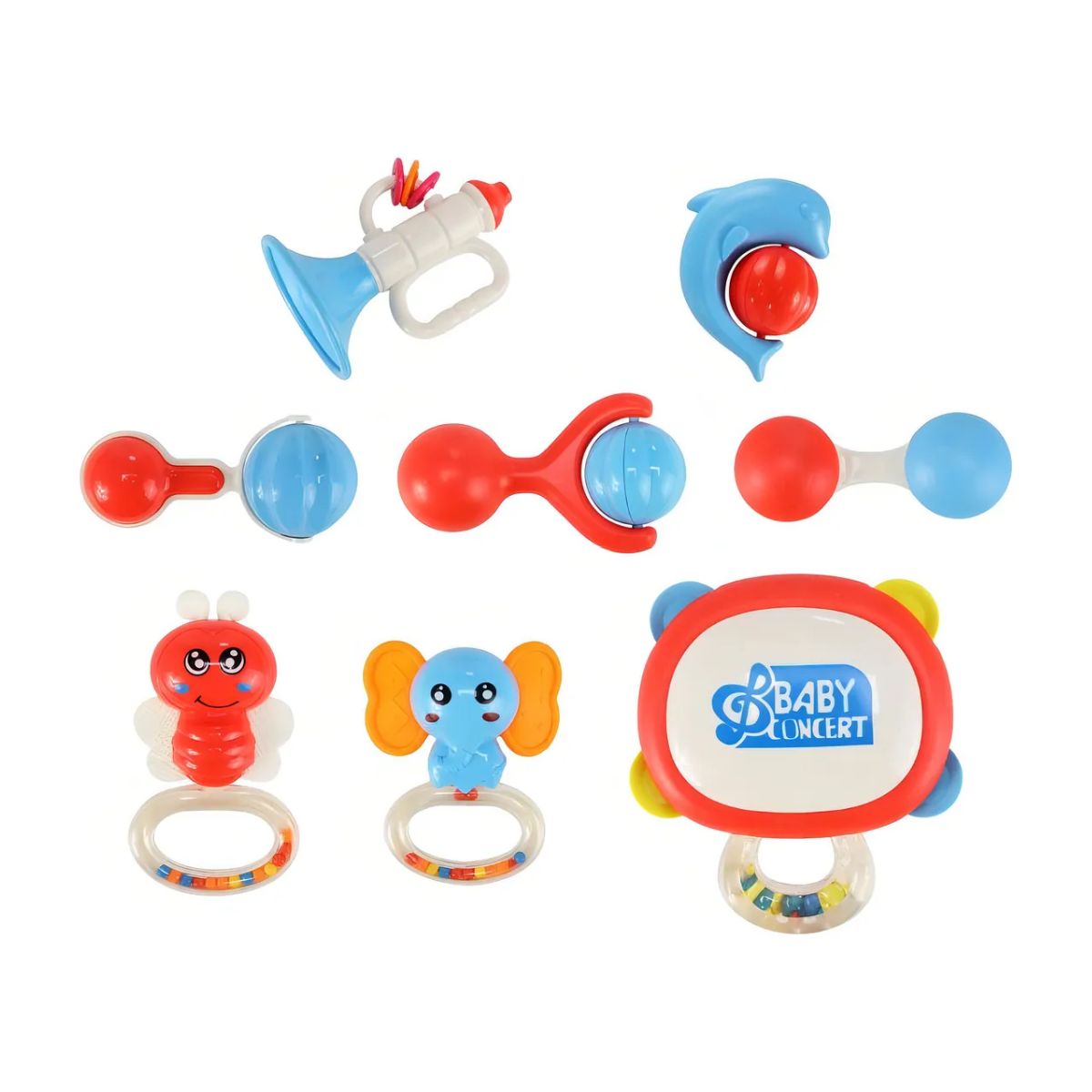 Set De Instrumentos Rítmicos Musicales Color Azul Y Rojo