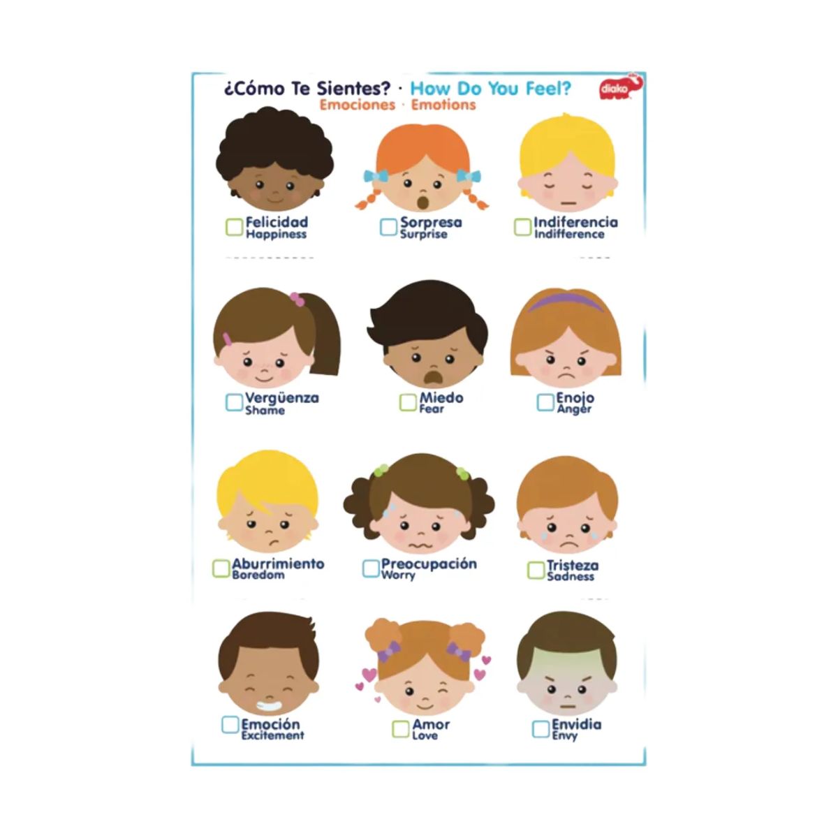 Lamina Emociones Diako Juego Didactico 24 Emociones Aprender
