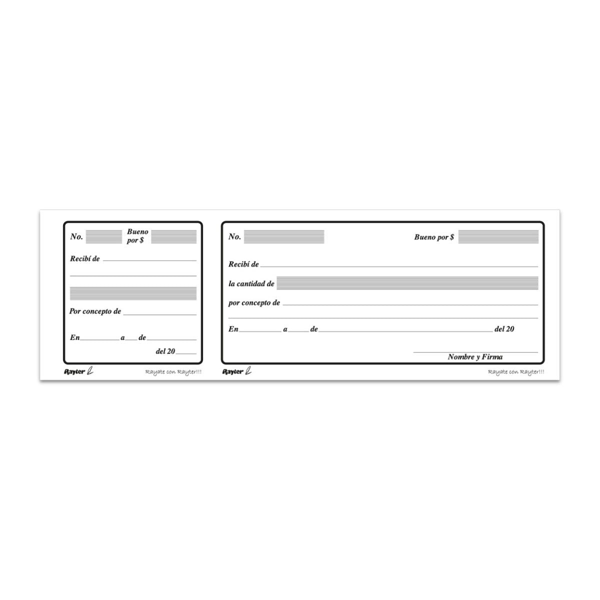 5 Blocks Recibo Dinero Largo Con Talon Rayter 100 Hojas