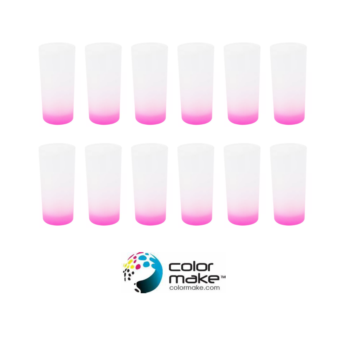 12 Pz Vaso Vidrio Jaibolero Base Colores Sublimar Color Make