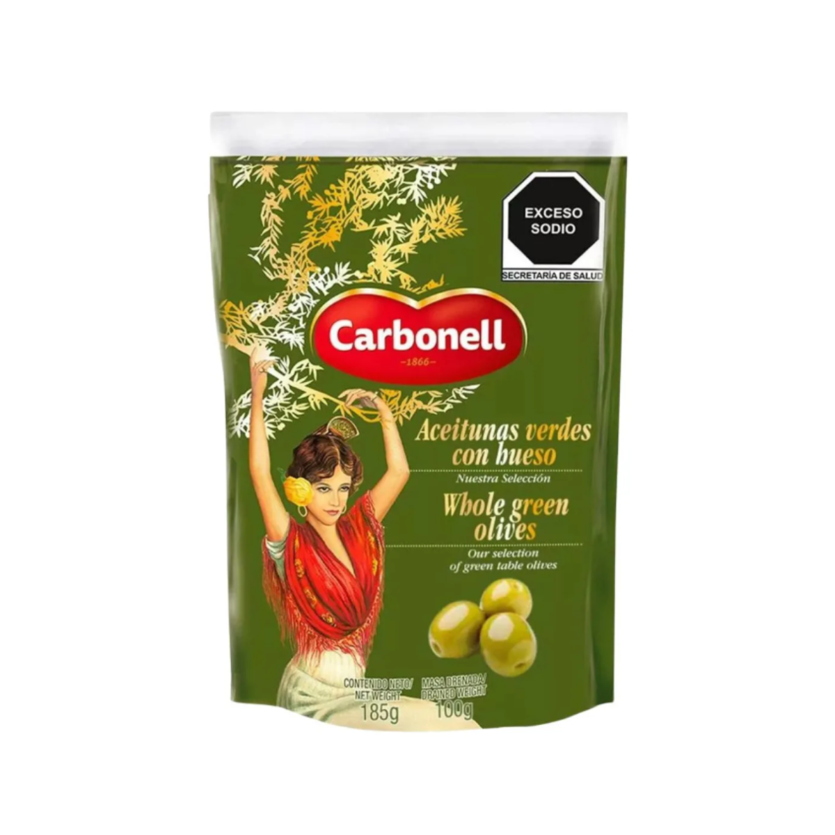 Aceitunas Verdes Con Hueso Carbonell Bolsa 185 Gr Orgánico