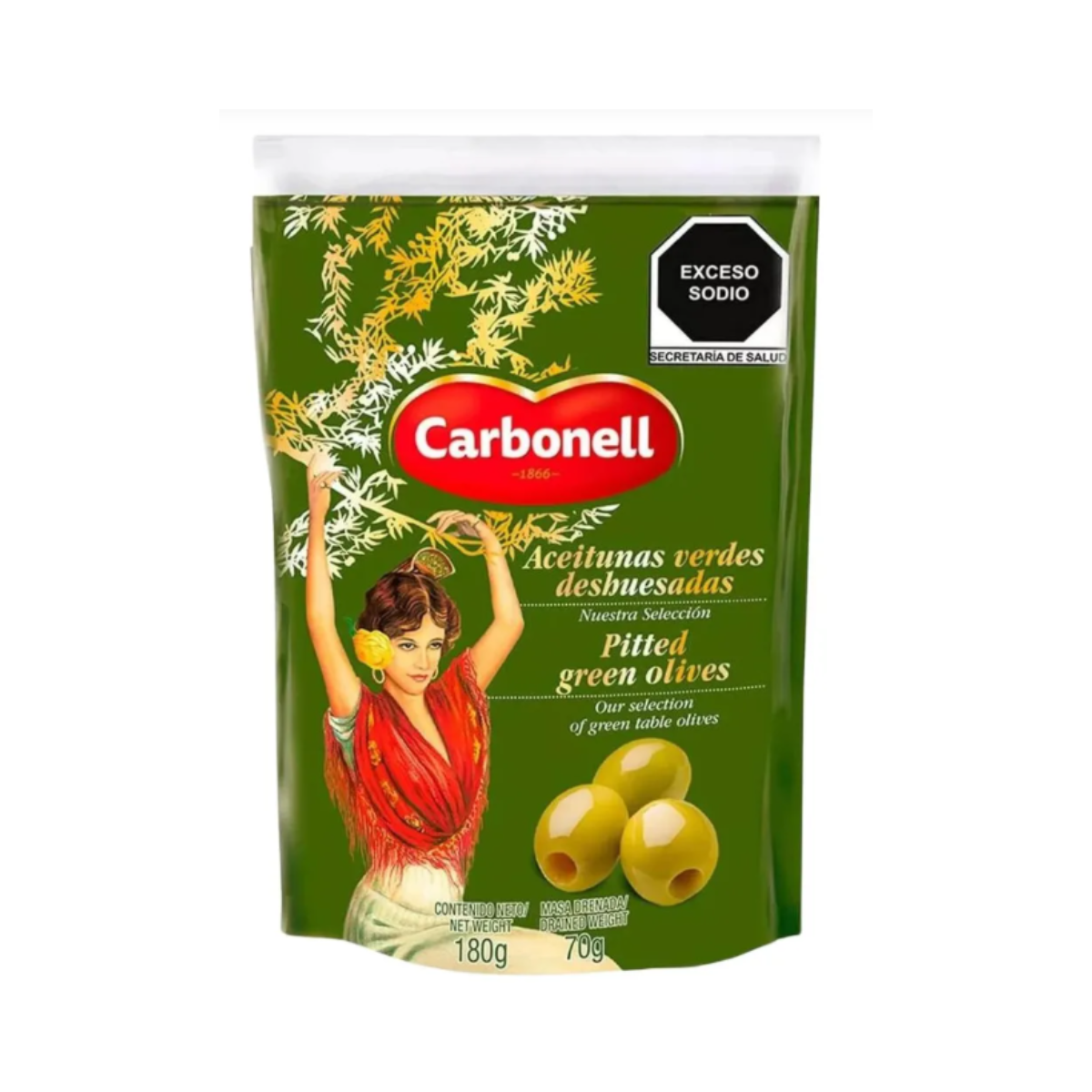 Aceituna Verde Sin Hueso Carbonell Bolsa 180 Gr Orgánico
