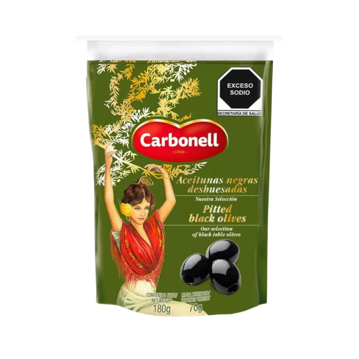 Aceituna Negra Sin Hueso Carbonell Bolsa 180 Gr Sabor Intenso