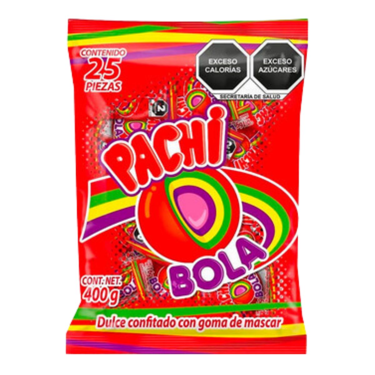25 Piezas Dulce Confitado C/chicle Pachi Bola Cuanda 16g C/u