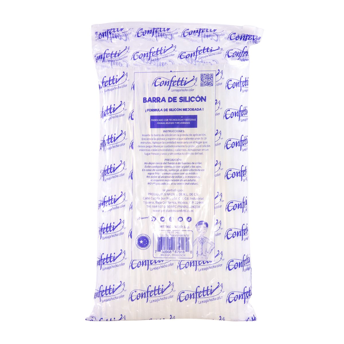 1 Kg Barras Silicon Grueso Confetti 25 Cm Largo