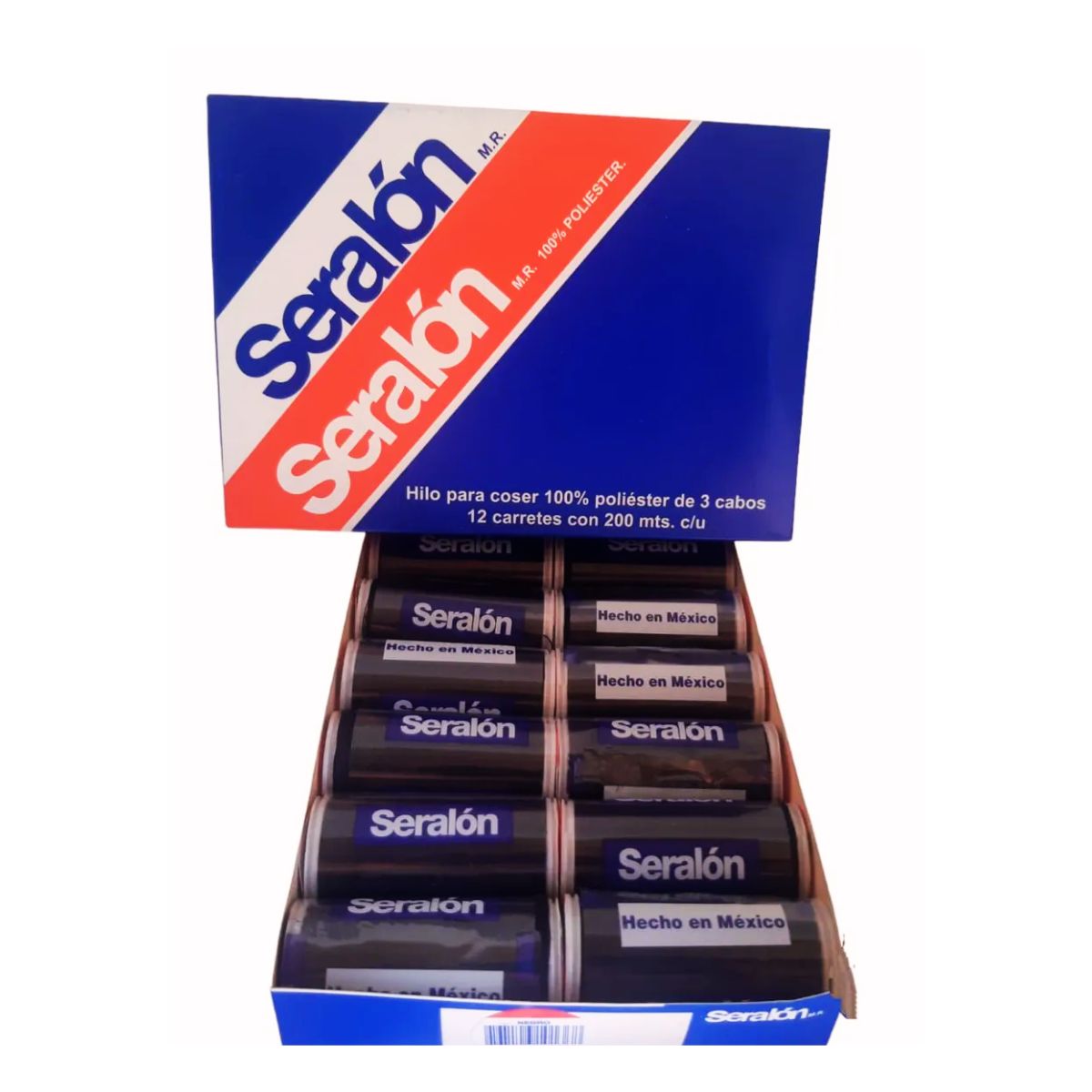 12 Pack Hilos Costura Seralon 200 Metros C/u Color A Color Negro