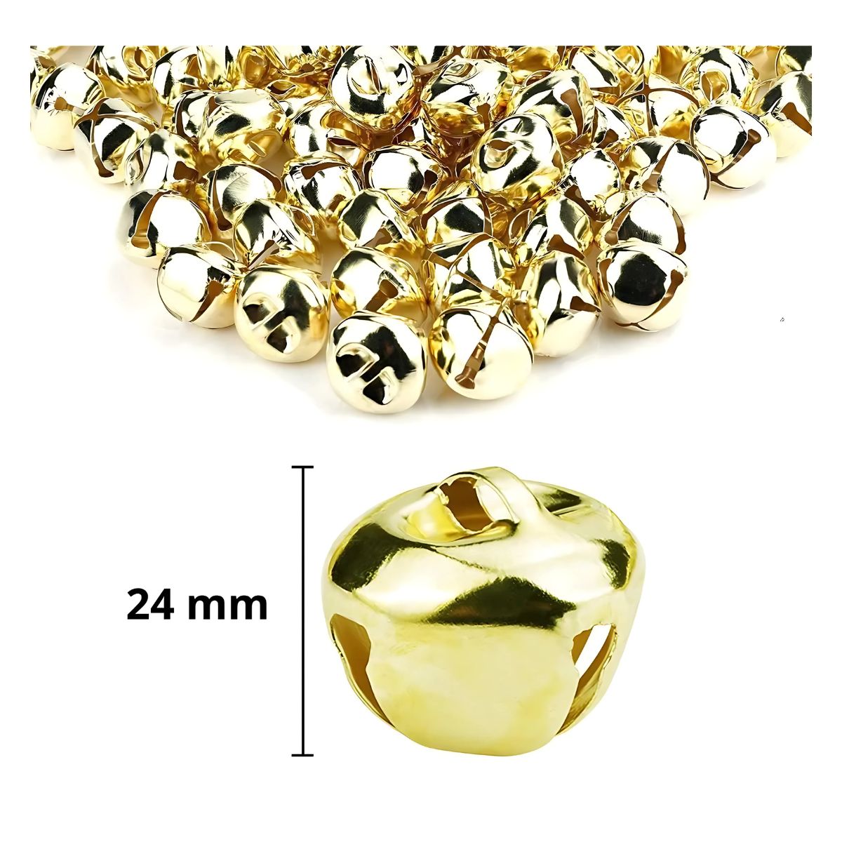 100 Cascabeles 24mm Confetti No. 24 Dorados Manualidad