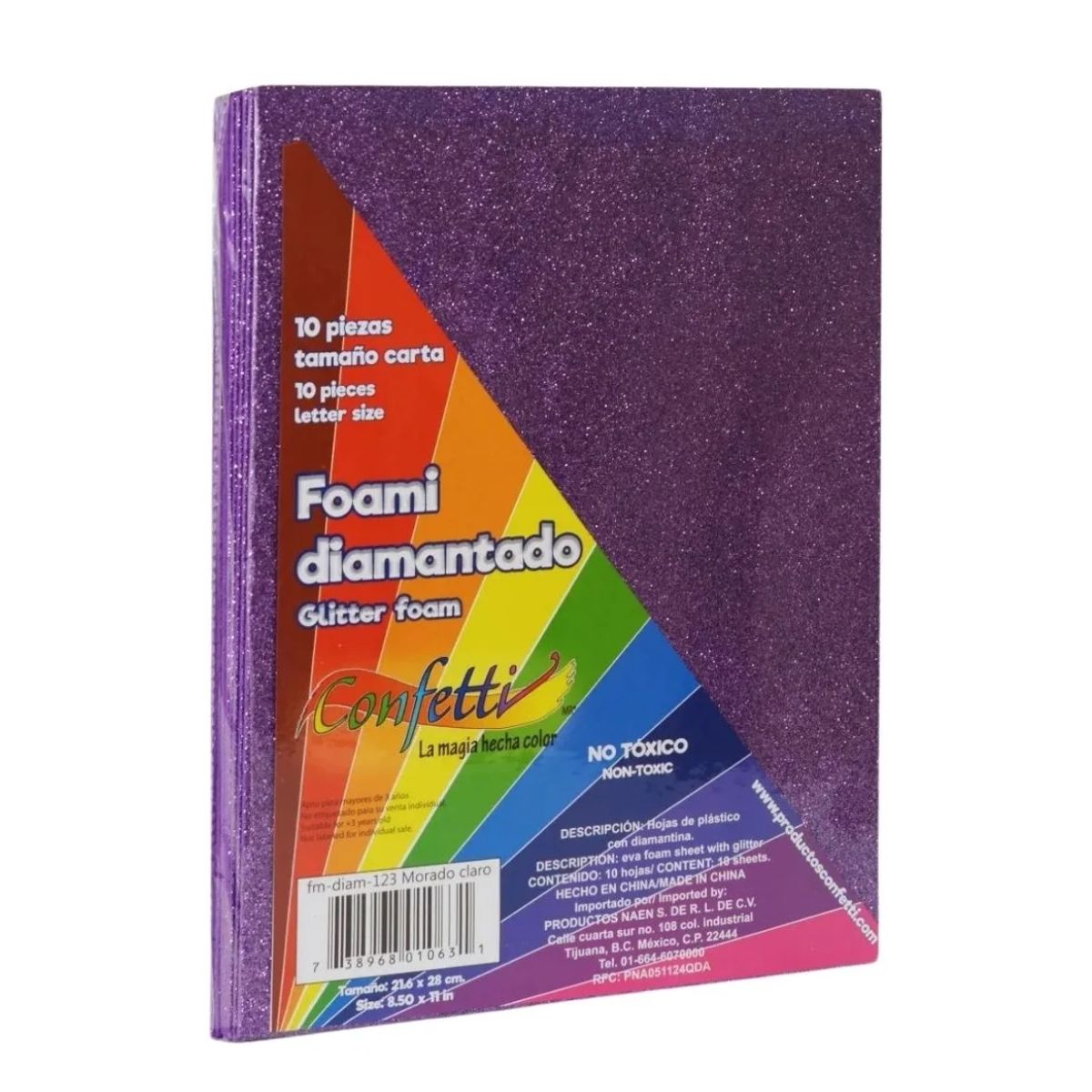10 Hojas Foamy Diamantado Confetti Color Morado Foami Carta