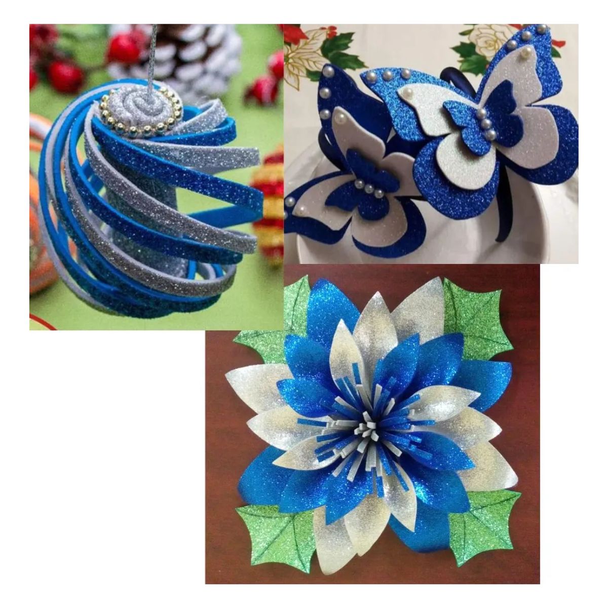 10 Hojas Foamy Diamantado Confetti Carta Color A Color Azul Rey