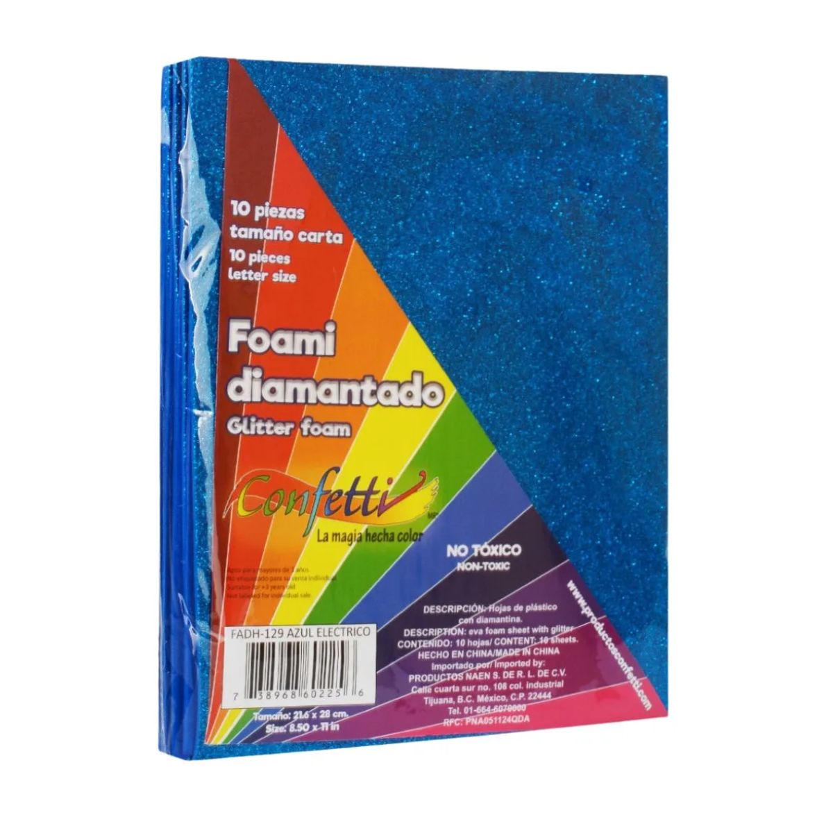 10 Hojas Foamy Diamantado Confetti Carta Color A Color Azul Rey