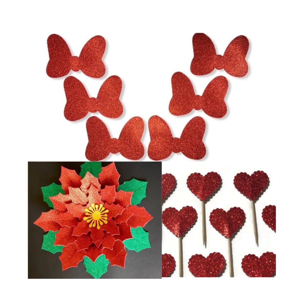 10 Hojas Foamy Diamantado Confetti Carta Color Rojo