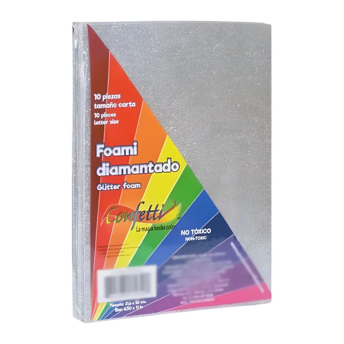 10 Hojas Foamy Diamantado Confetti Carta Color A Color Plateado