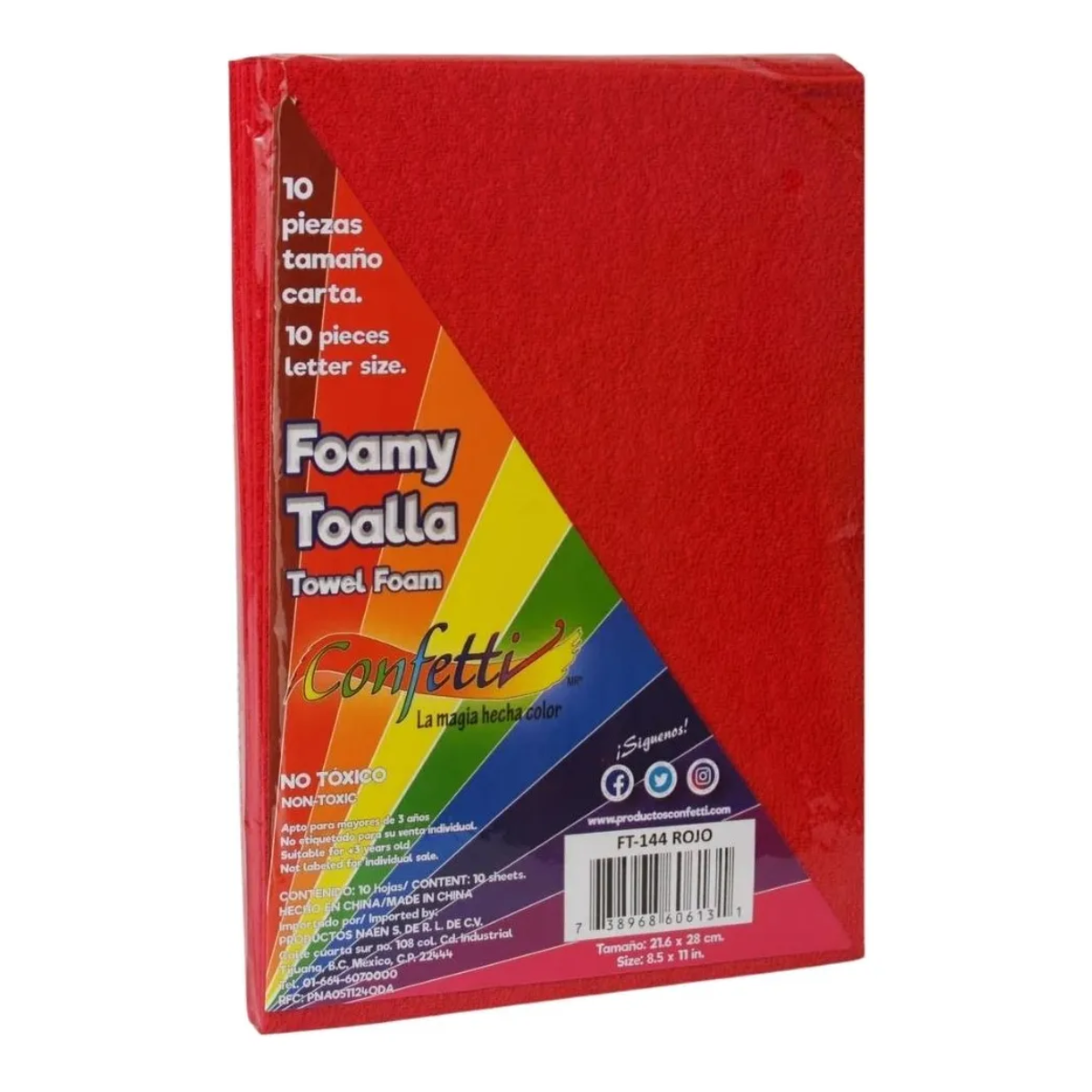10 Hojas Foamy Textura Toalla Confetti Carta Color Rojo