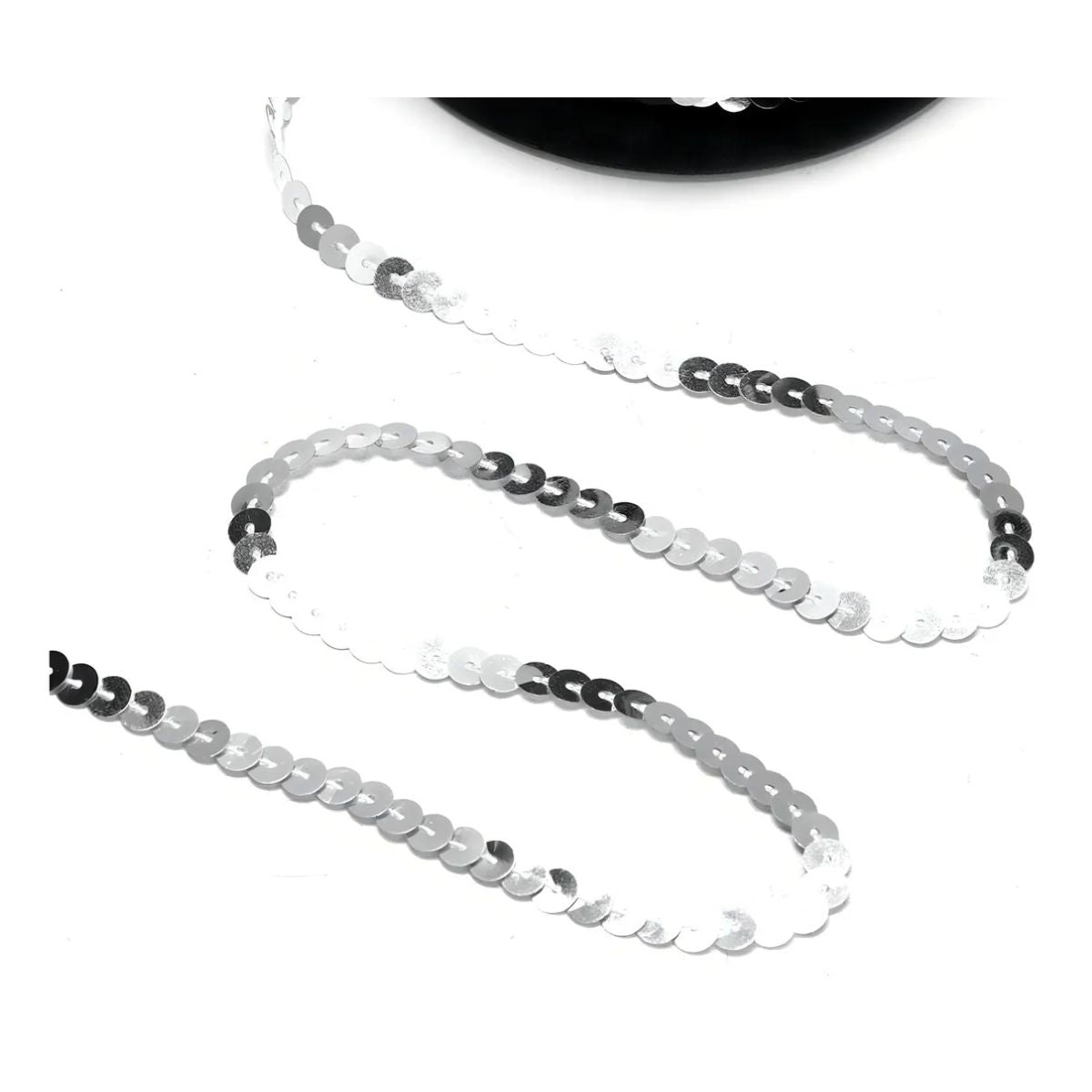 Galon Lentejuela Metalico Confetti 90 Mtrs Colores A Color Plata