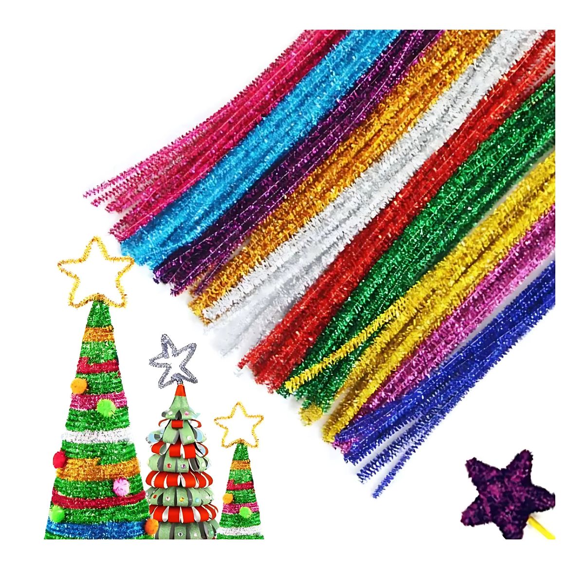 100 Limpiapipas Terciopelo Confetti Colores Metalicos