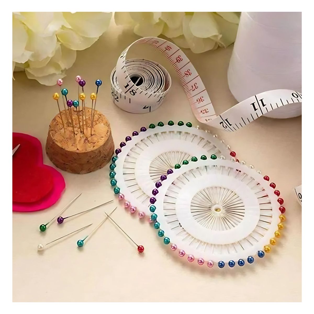 12 Rosetas Alfileres Confetti 480 Alfileres Cabeza Colores