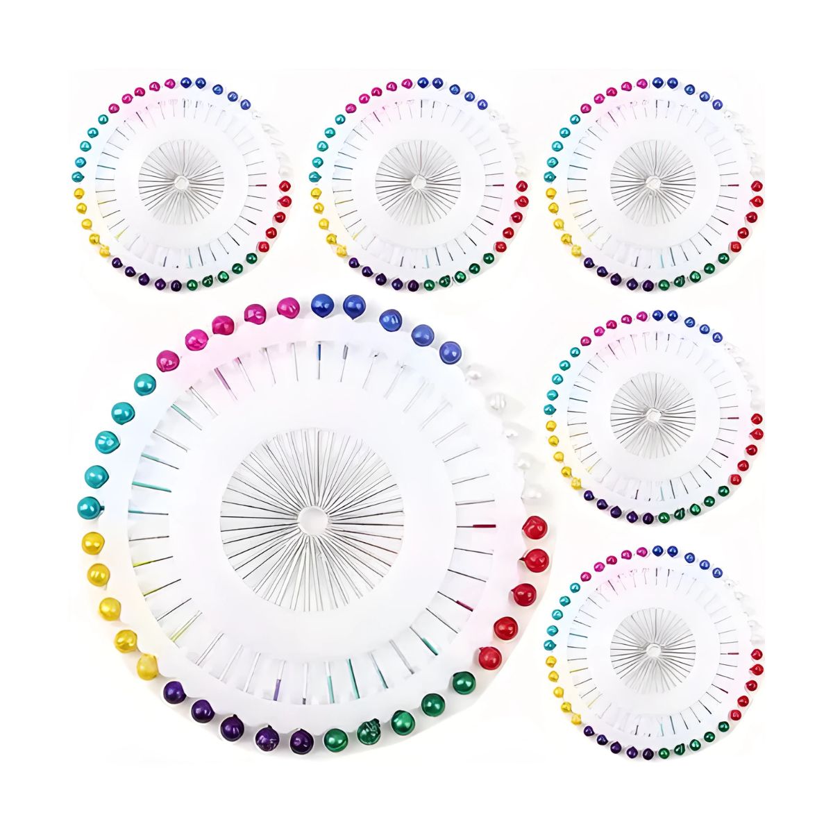 12 Rosetas Alfileres Confetti 480 Alfileres Cabeza Colores