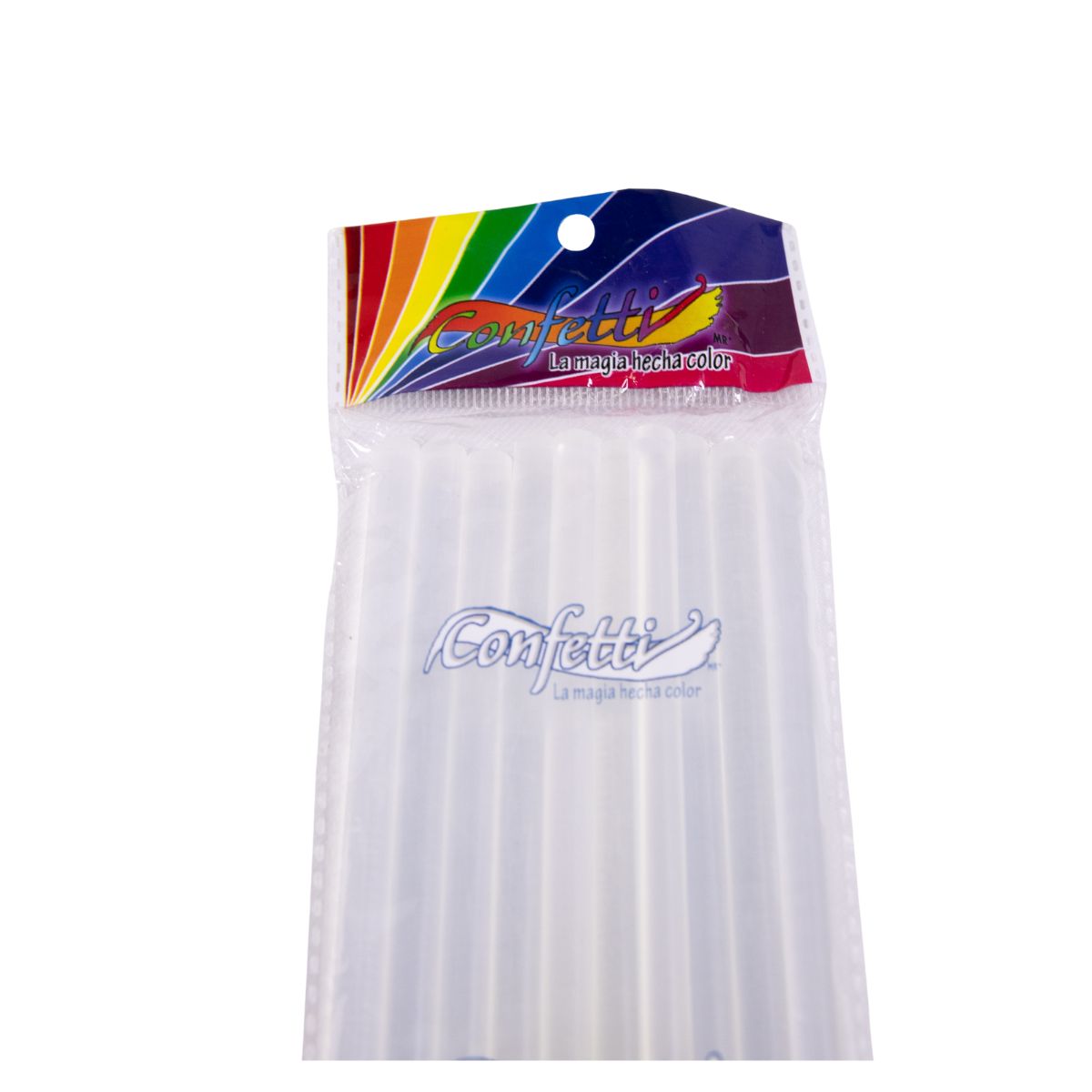 10 Barras Silicon Delgado Transparente Confetti 25 Cm Largo